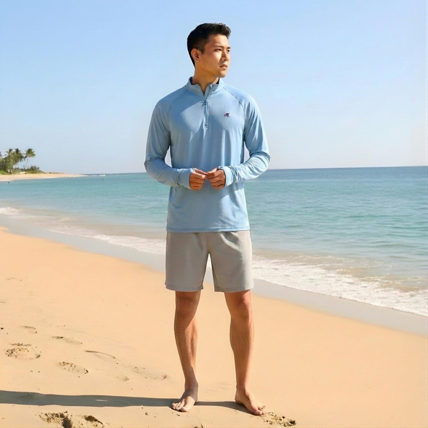 Champion Mens Quarter Zip Pullover Sun Shirt - Long Sleeve UV Protection UPF 50+ 1/4 Zip Rash Guard for Golf Fishing