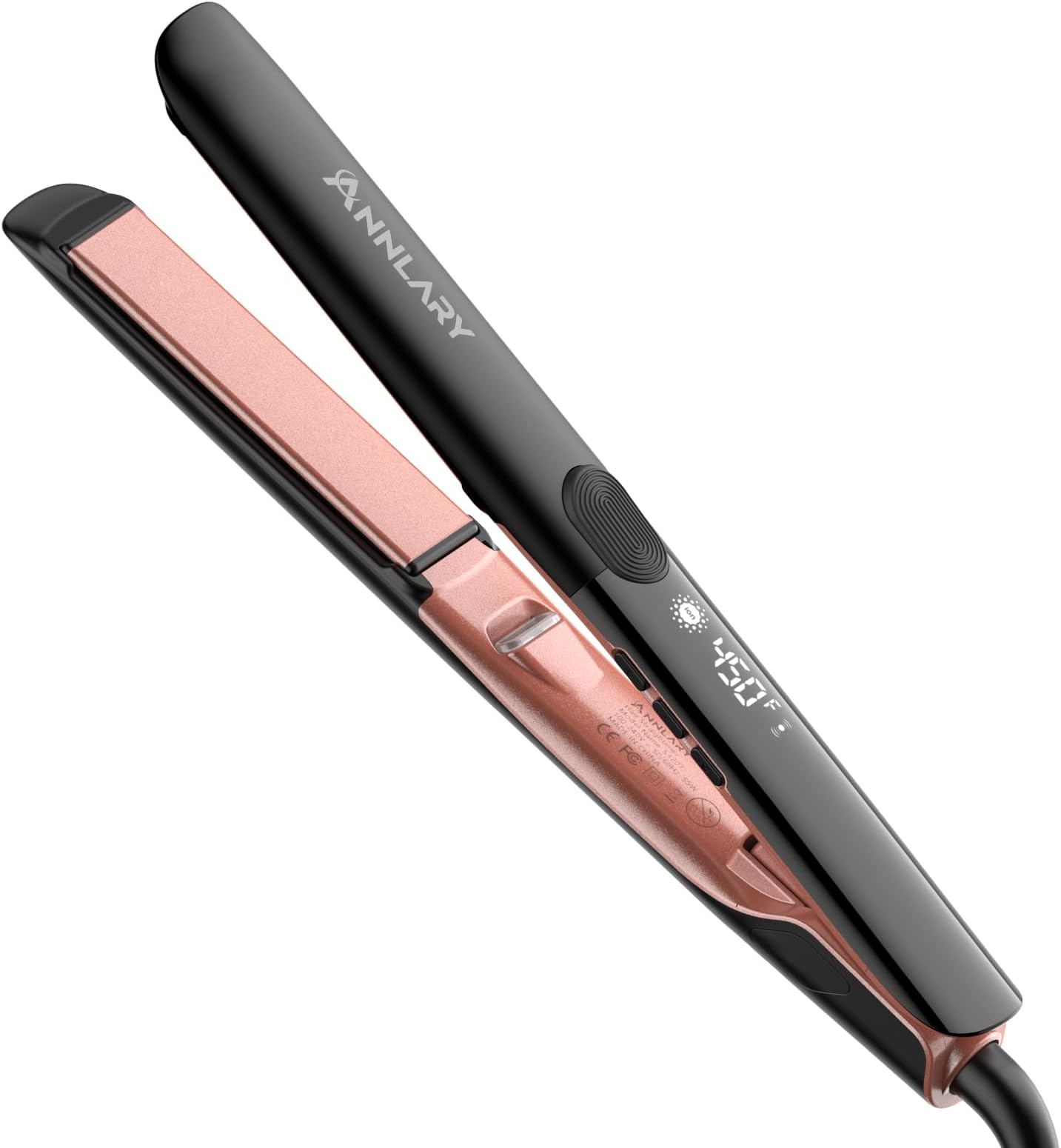 Hair Straightener 1 Inch Flat Iron and Curler 2 in 1 Titanium Ceramic Ionic Dual Voltage Straightener with Silicone, for Less Frizz, Shinier & Smoother