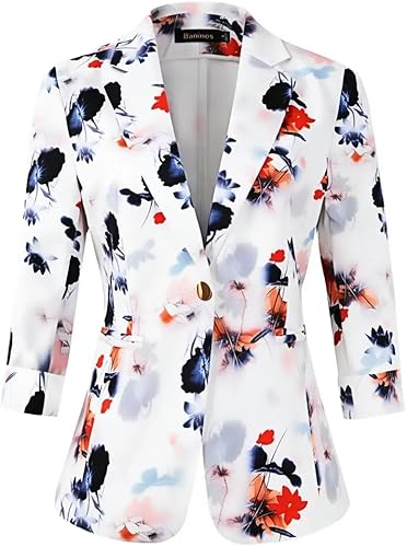 Beninos Blazers - Chaqueta ligera de trabajo de oficina con manga 34 para mujer