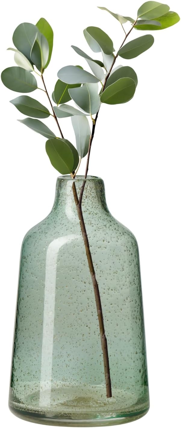 Torre & Tagus 10 Inch Tall Green Glass Vase with Gold Flakes, Mouth Blown Glass Vases Green Flower Vase Centerpieces, Watertight for Hydroponic Plants, Coastal Seagreen Gold Decor Accents (Marina) - Image 9