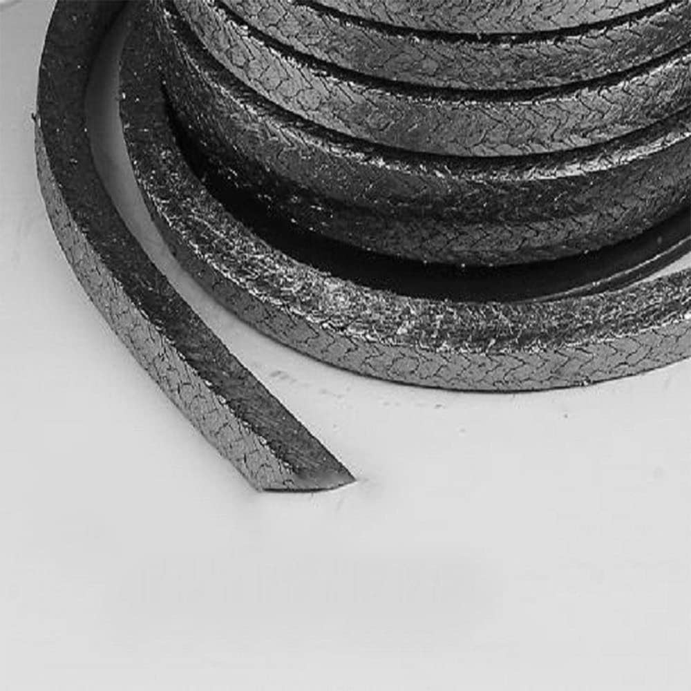 Pure Graphite Braided Packing Seal - 3x3mm to 6x6mm for Valves and Pumps, High Temperature and Chemical Resistant,1pc(4x4*10m)