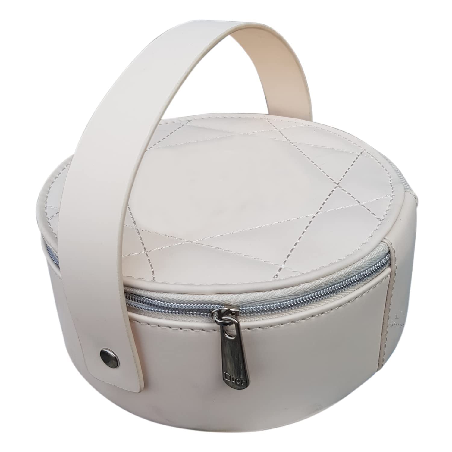 LACOPINE Circular Women's Fashion 15.5x7x1 cm Makeup Vanity Case Cosmetic Bag with Mirror Bags & Wallets for Watches, Jewelry, Perfume and Personal Care Hand Bag (Cream) Small-image-11