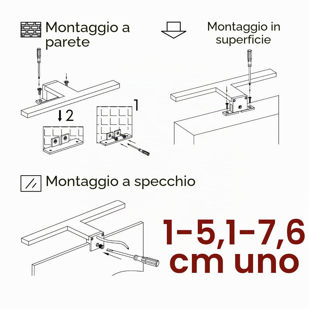 Lampada da bagno a LED 3 colori in 1 Luce da bagno Lampada per specchio Luce per specchio 230V, lunghezza: 600 mm