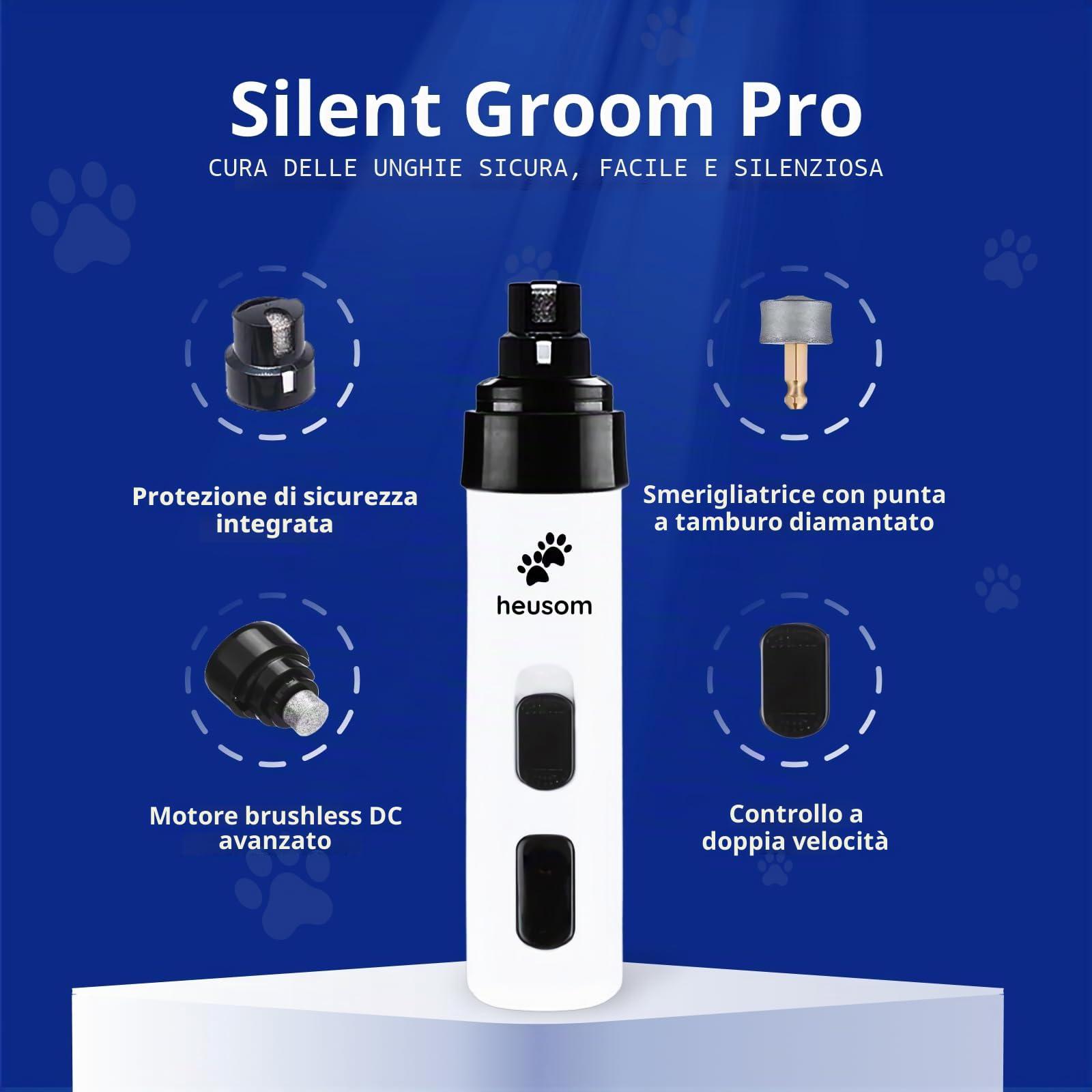 Silent Groom Pro Tagliaunghie per animali domestici | Tagliaunghie silenzioso per cani, gatti e altri animali | Toelettatura delle unghie sicura e senza stress, ideale per cani sensibili di