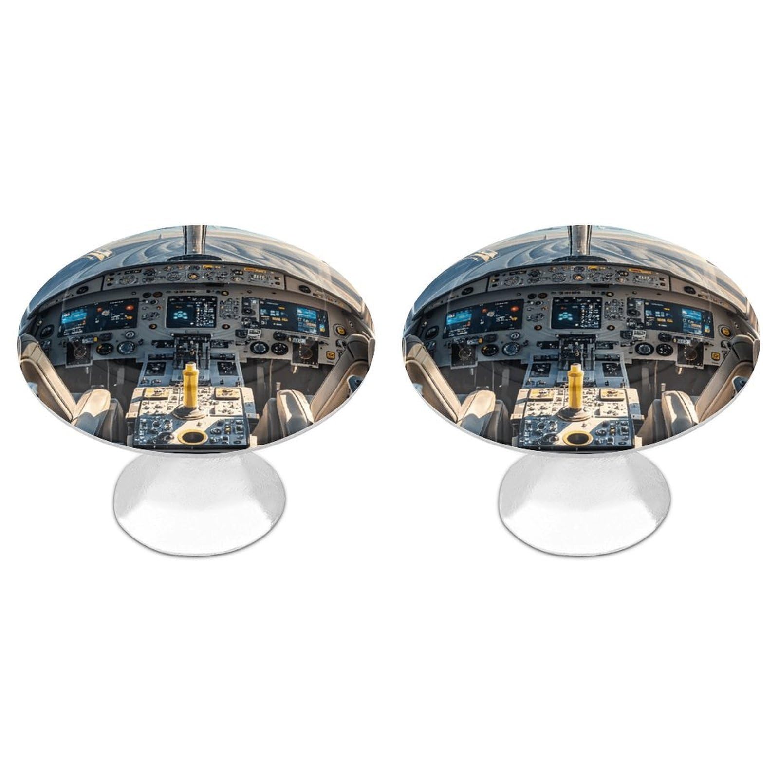 Fodpand White 2 Pack Cabinet Knobs 1.1 Inch Single Hole Drawer Pulls Handles Decorative Airplane Cockpit Furniture Knobs For Dresser Kitchen Bathroom Cupboard Wardrobe Vanity Closet Door Hardware