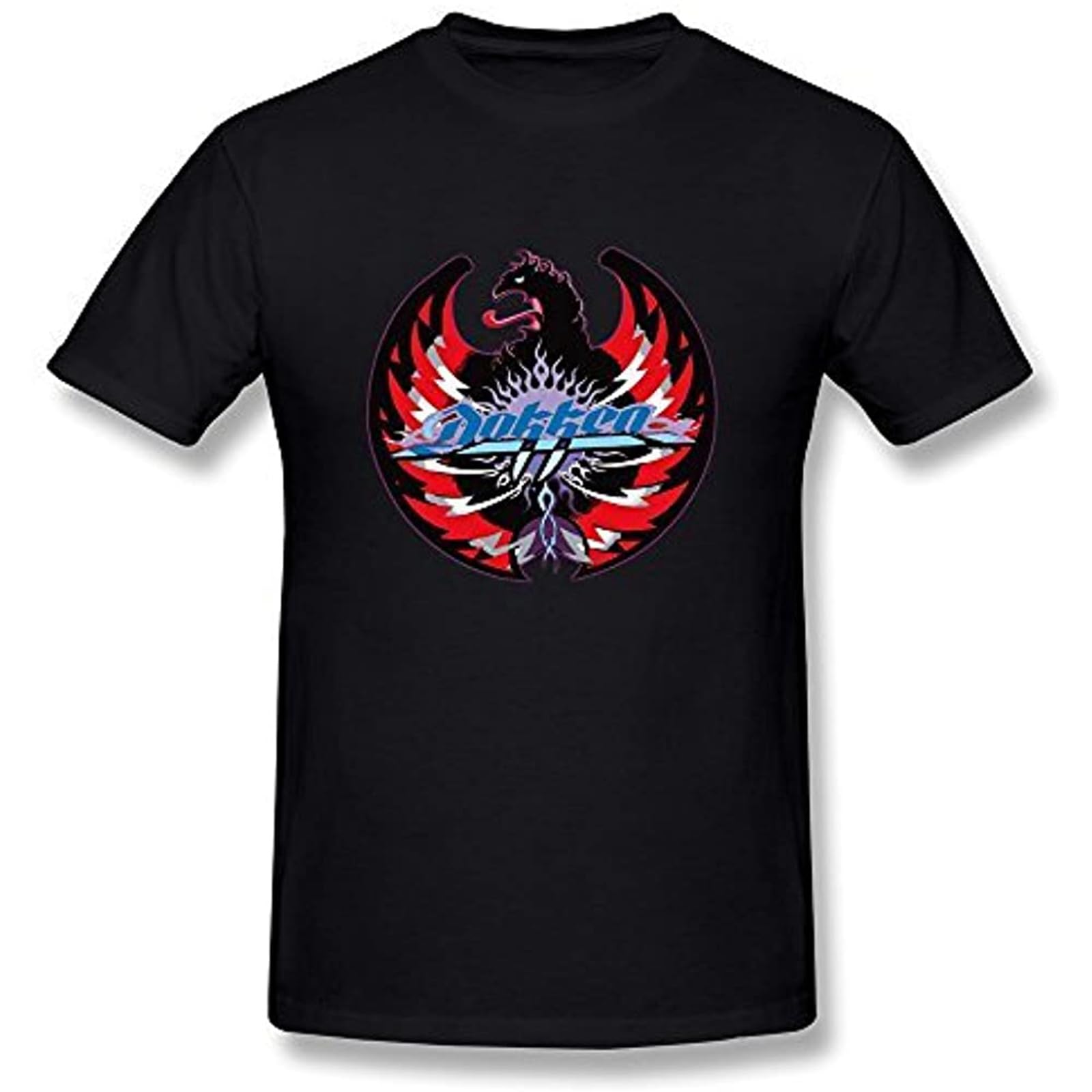 SHUOCAI HeZone Men's Dokken Art Design Logo T Shirts Black T-Shirt Black