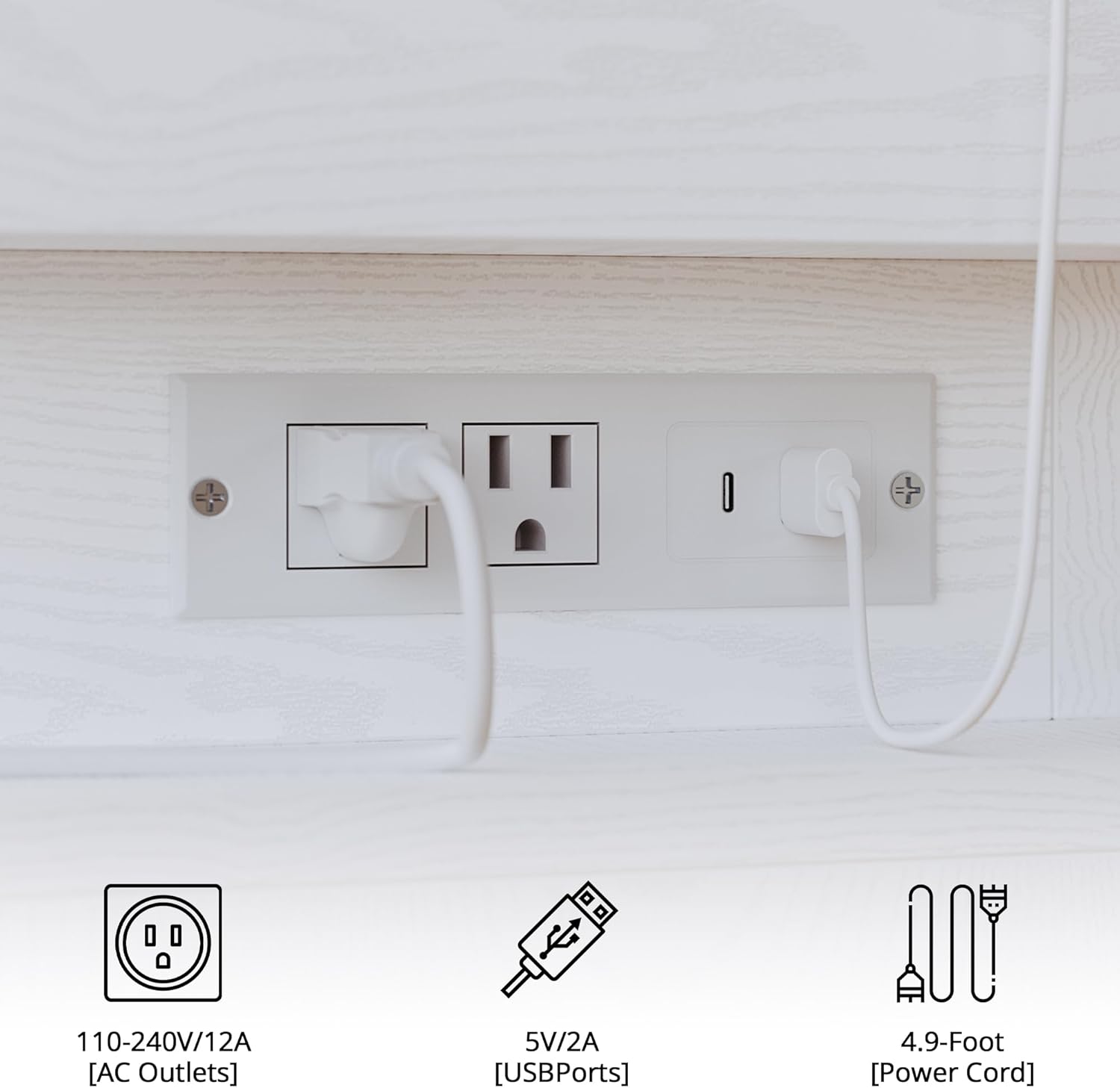 LIKIMIO Nightstand with Charging Station, Night Stand with Storage and LED Lights, Bedside Table with 3 Drawers, USB and Lock, Modern End Table for Bedroom