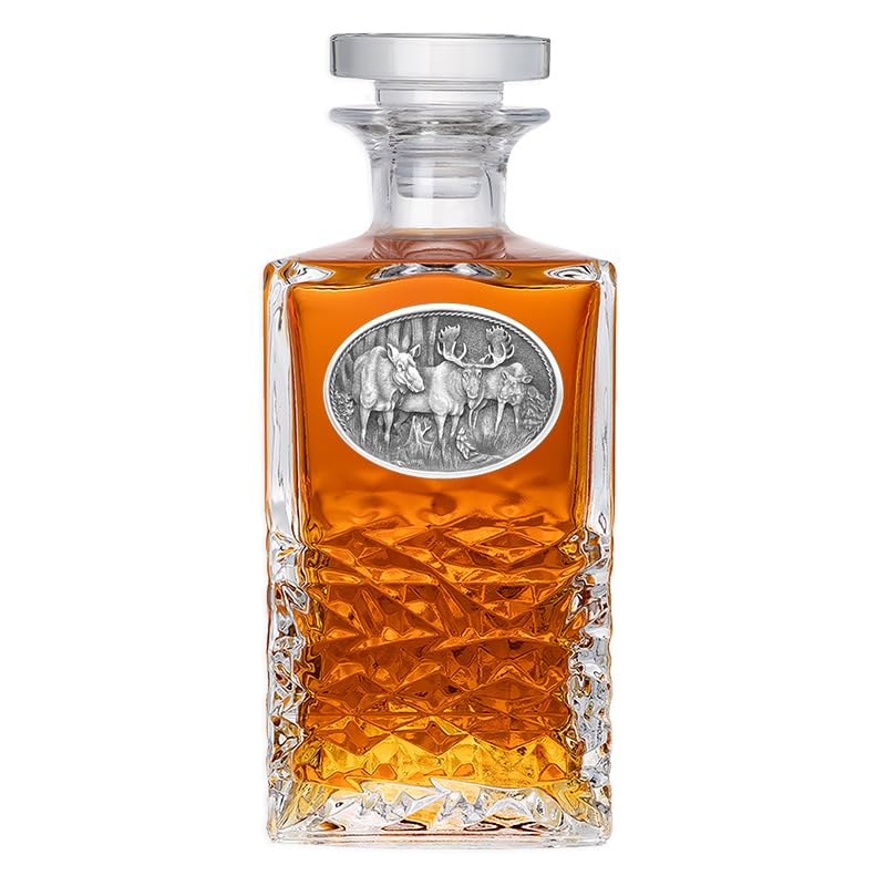 Heritage Pewter Moose Heritage Decanter | 25 OZ Liquor Pourer | Expertly Crafted Pewter Glass