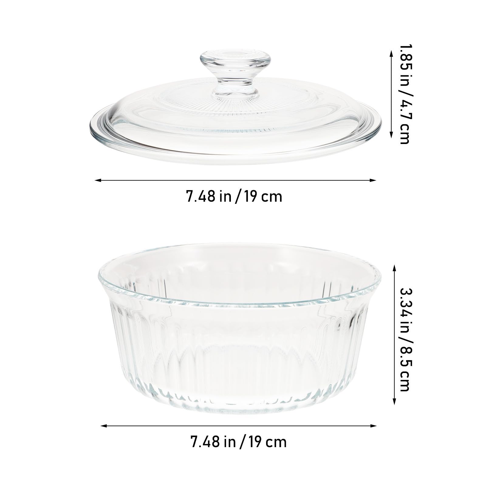 Juego de Cazuela de Cristal 1.6 L con Tapa de Vidrio, Fácil Limpieza y Calentamiento Uniforme para Uso Diario en Cocina