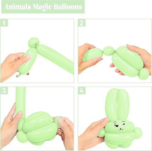 Miniatura 27 de Paquete de 260 globos largos, 100 globos negros de animales torcidos, globos mágicos largos de látex grueso para modelos de animales, Halloween