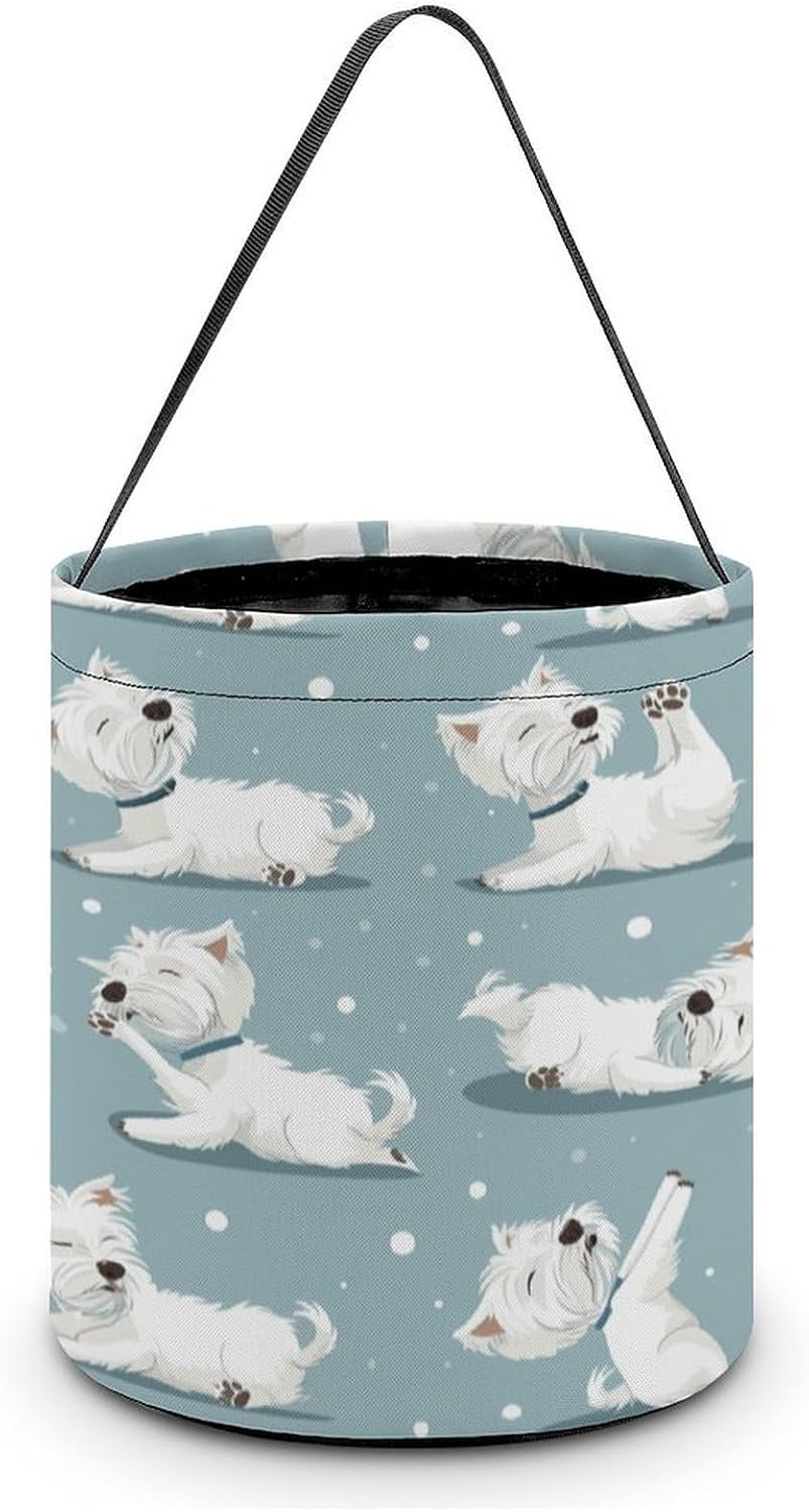Westie Dog Halloween Treat Bag Reusable Candy Basket Tote Goody Bags Gift Party