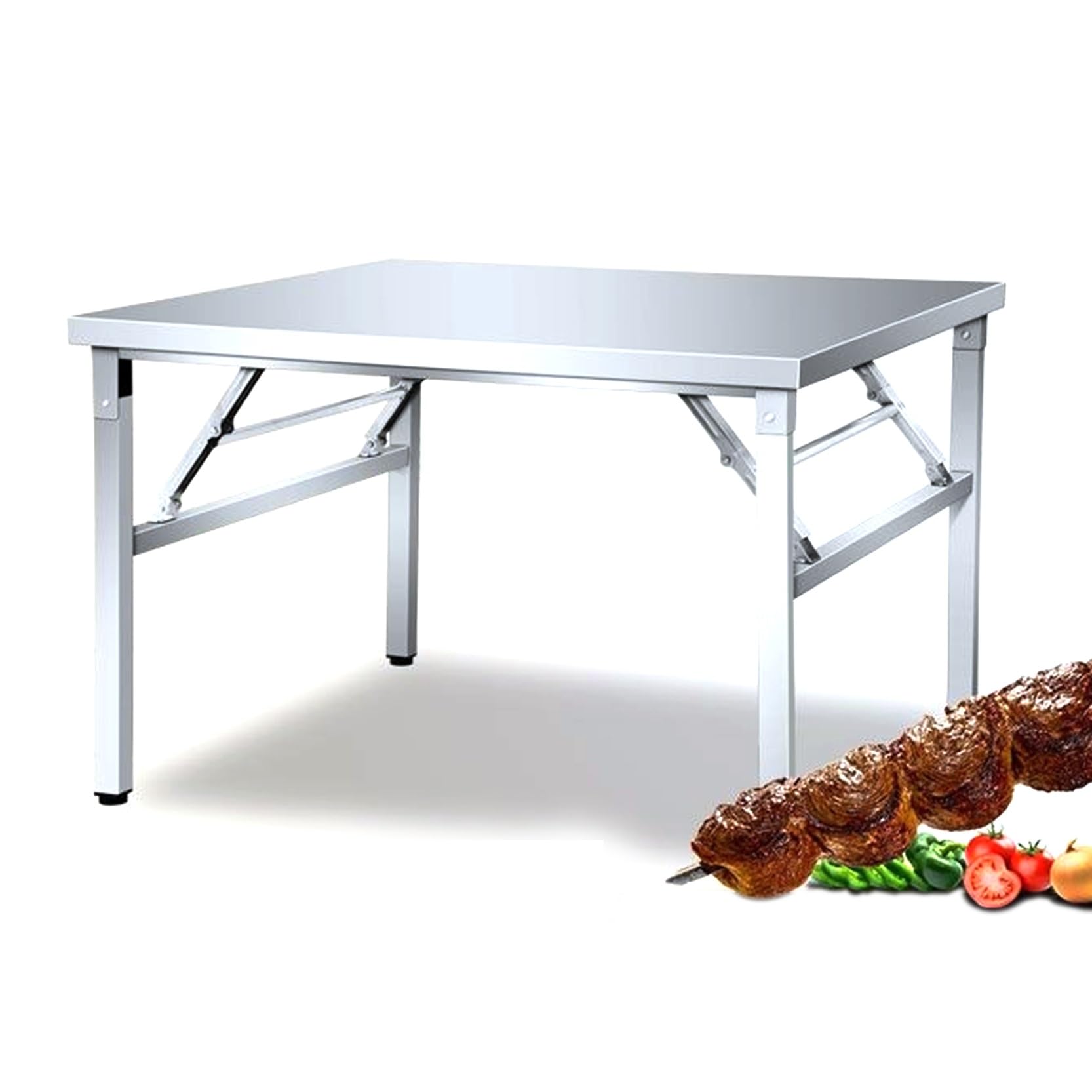 VEVOR Stainless Steel Prep Table 30 X 60 X 34 Inch 910 Lbs Load Capacity Heavy Duty Metal Worktable With 3 Adjustable Height Levels Commercial Workstation For Kitchen Garage Restaurant Backyard In