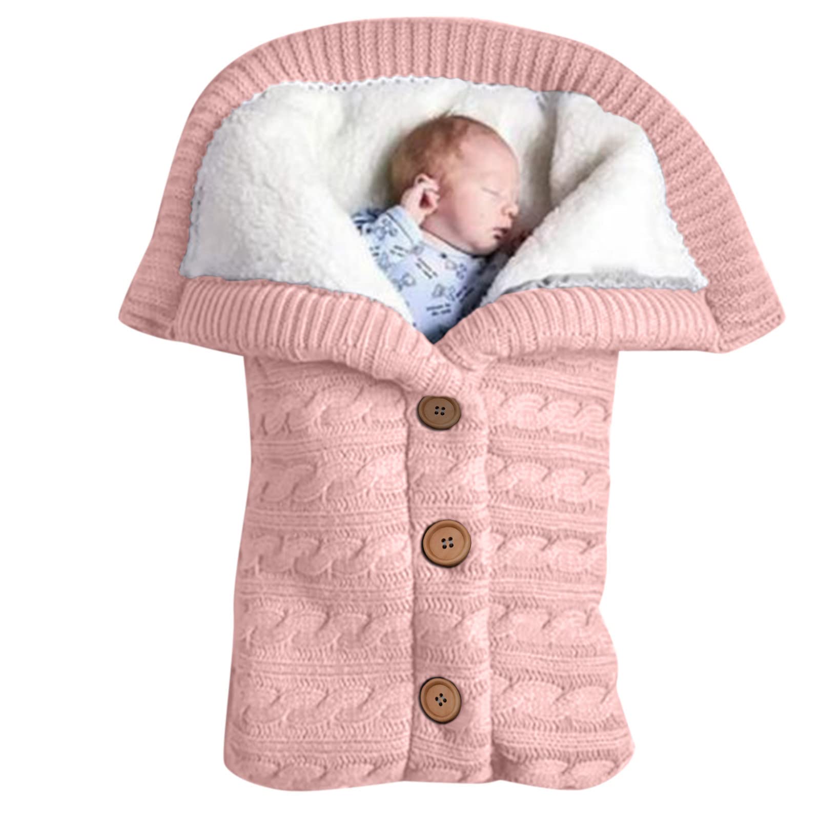 N X Suave Forro Polar de Punto para Bebés Niñas Cochecito Accesorios Bebé Personalizados (Rosa, Talla Única)