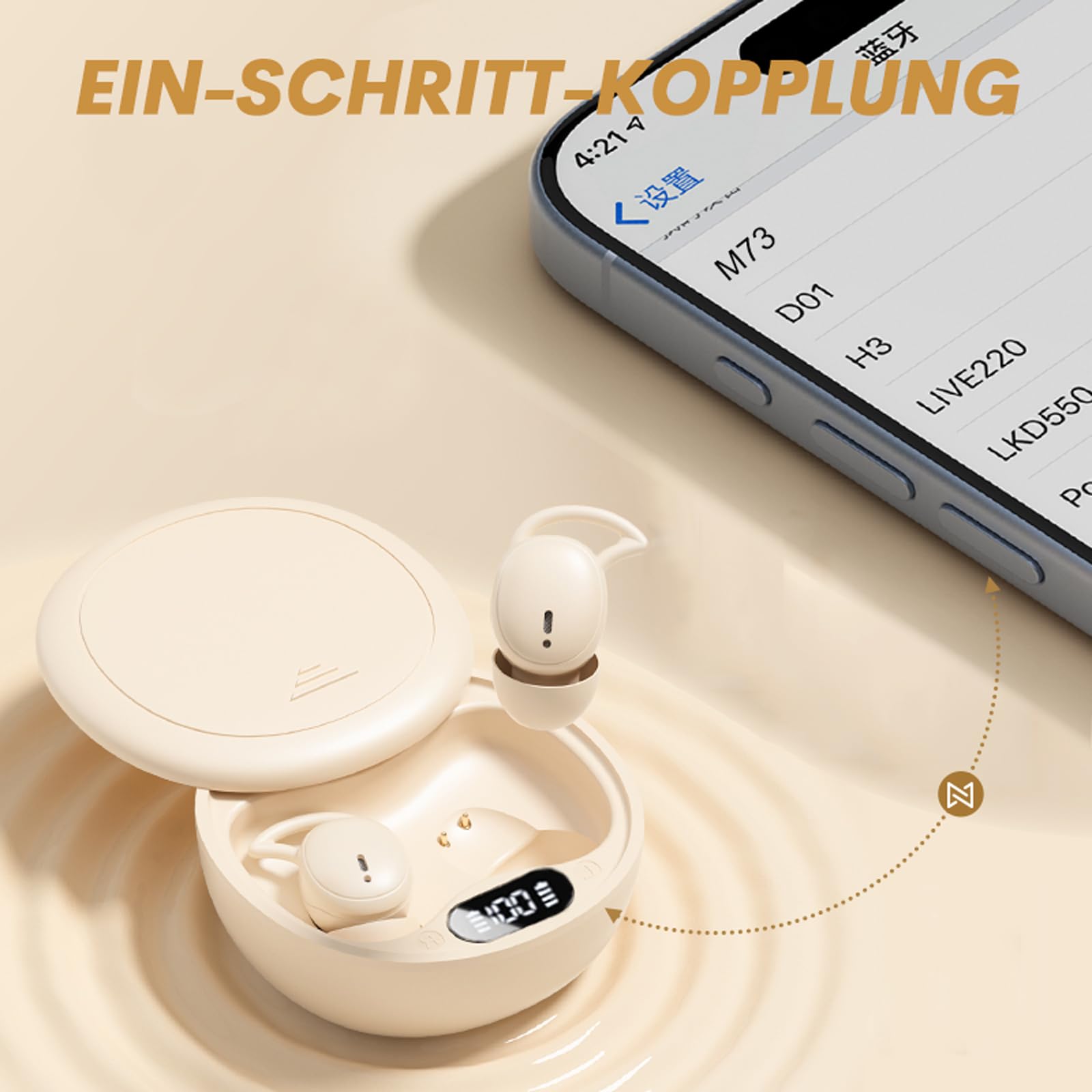 In-Ear Kopfhörer zum Schlafen kabllos Bluetooth Wireless Mini Sleep Earbuds Headphones Schlafkopfhörer im Ohr unsichtbar klein drahtlos schnurlos Ohrhörer Kopfhoerer für kleine Ohren Seitenschläfer