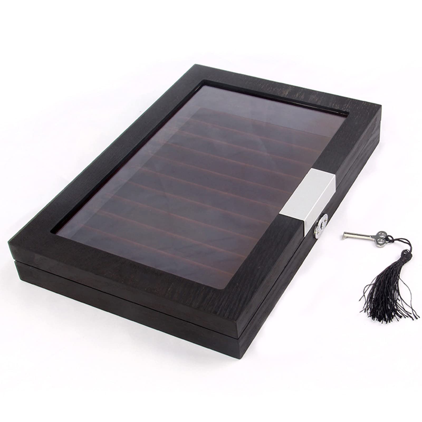 Genérico Caja Expositora De Madera para Bolígrafos con Cajón De Almacenamiento, Ventana De Cristal Y Portalápices De Gran Capacidad; Un Regalo Ideal para Hombres (30.5 * 21 * 4.5cm)