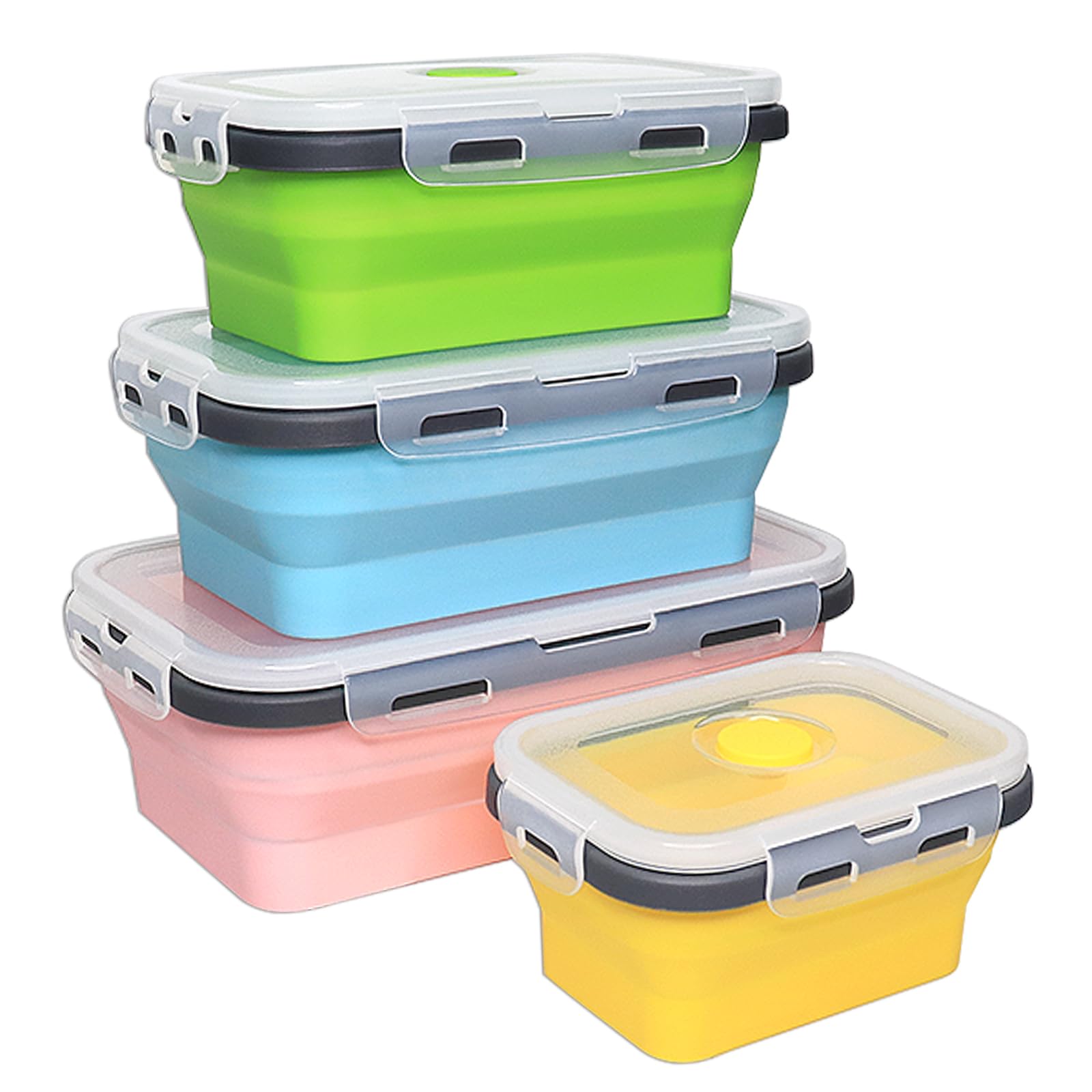 Alimat PluS Silicone Collapsible Food Containers with Lid, 4 Size ＆ Color
