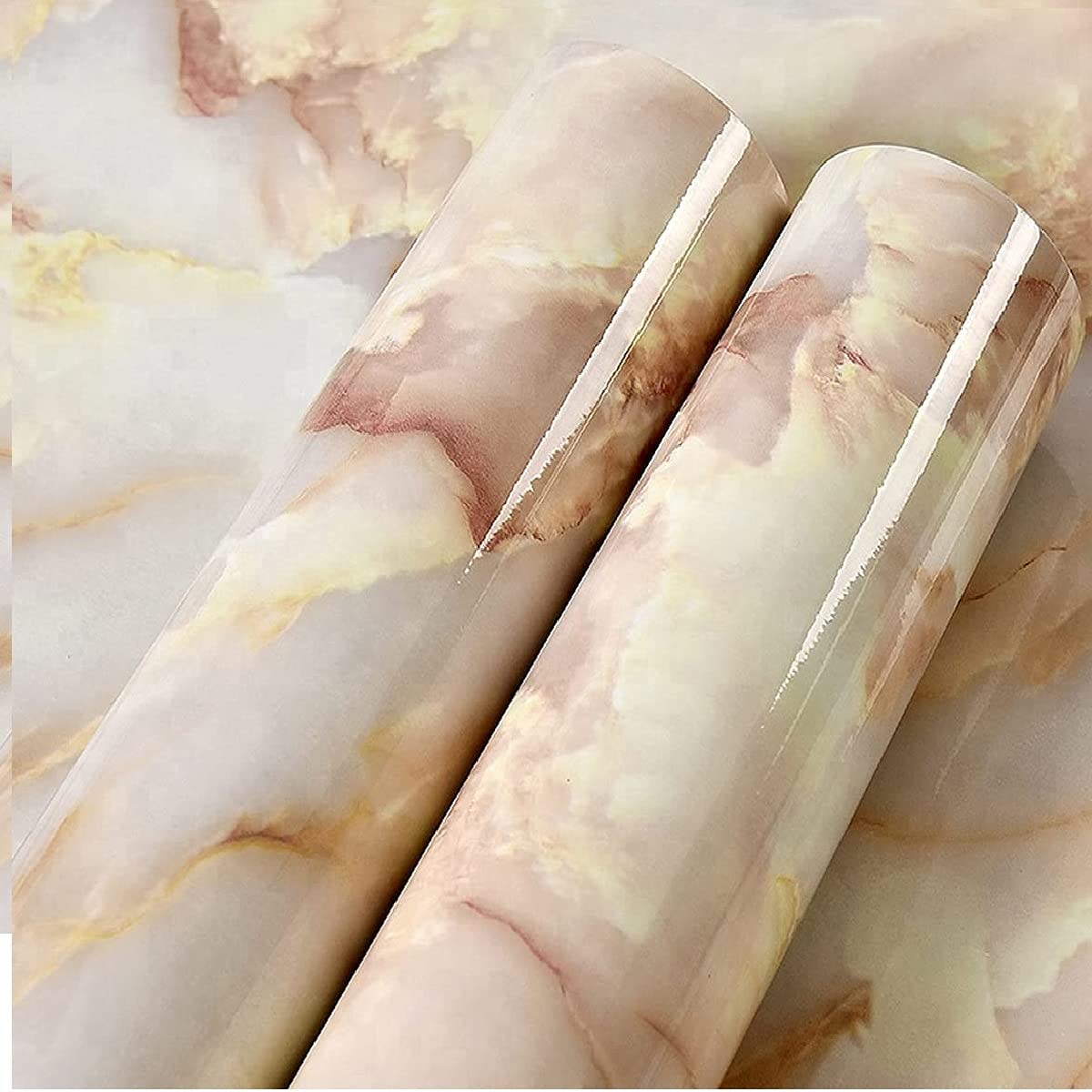 Buy PRIFRA High Gloss Vinyl Gold Pink Marble Contact Paper Marble