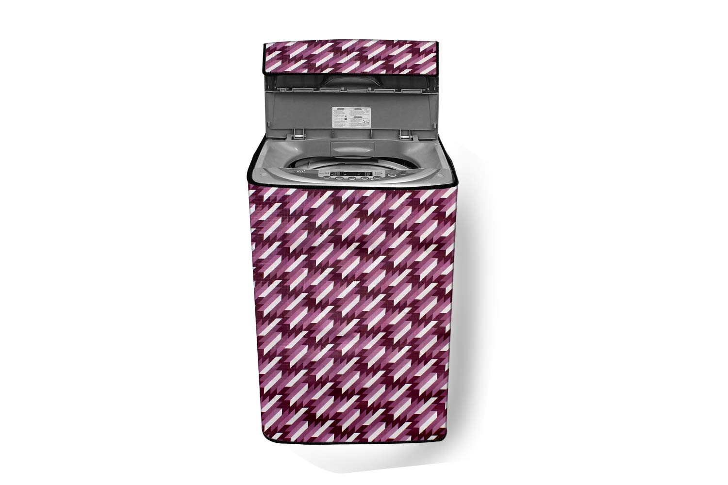 Stylista Washing Machine Cover Compatible for Godrej 7 Kg Fully-Automatic Top Loading WTEON ALR 70 5.0 FISNS COBR, Symmetric Pattern Voilet