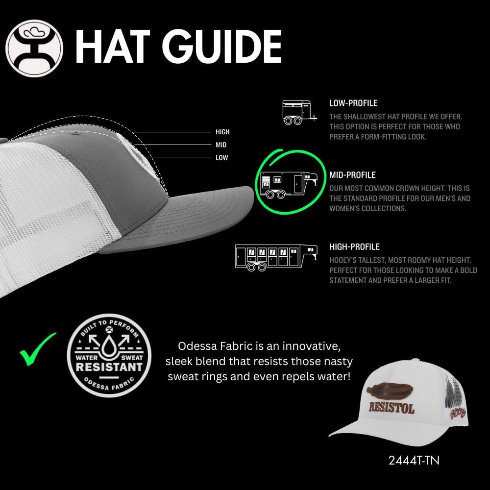 HOOEY Resistol Adjustable Snapback Hat – Breathable Mesh Baseball Cap, Trucker Hat for Men and Women