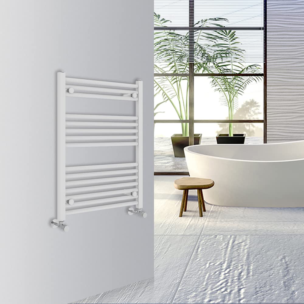Warmehaus White Straight Bathroom Heated Towel Rail Warmer Radiator Central Heating 800X600mm