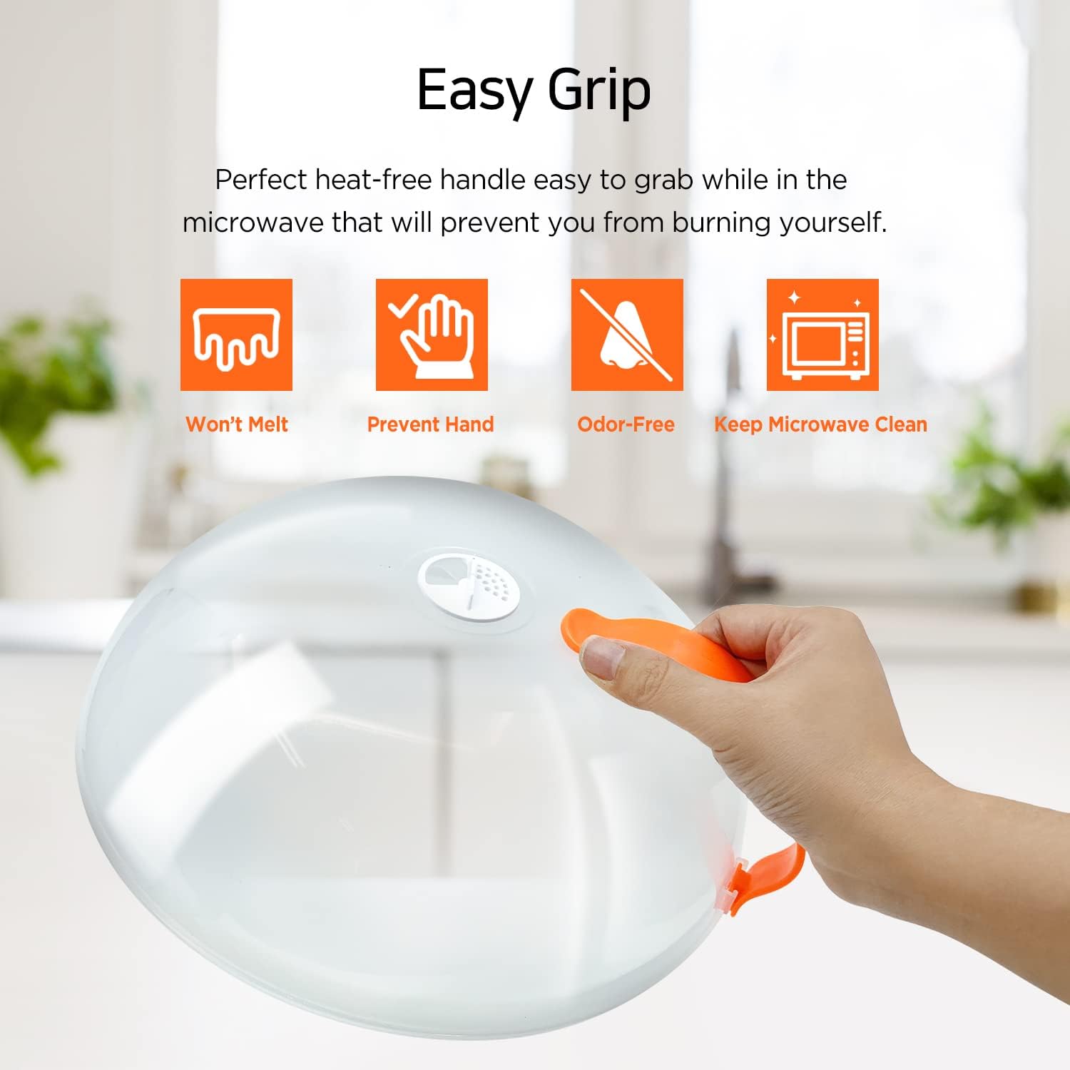 Eutuxia Microwave Plate Cover with easy-grip Lid, Handle, Adjustable Steam vent Holes, Splatter Guard Protection While Microwaving, Dishwasher Safe &10.62 inch