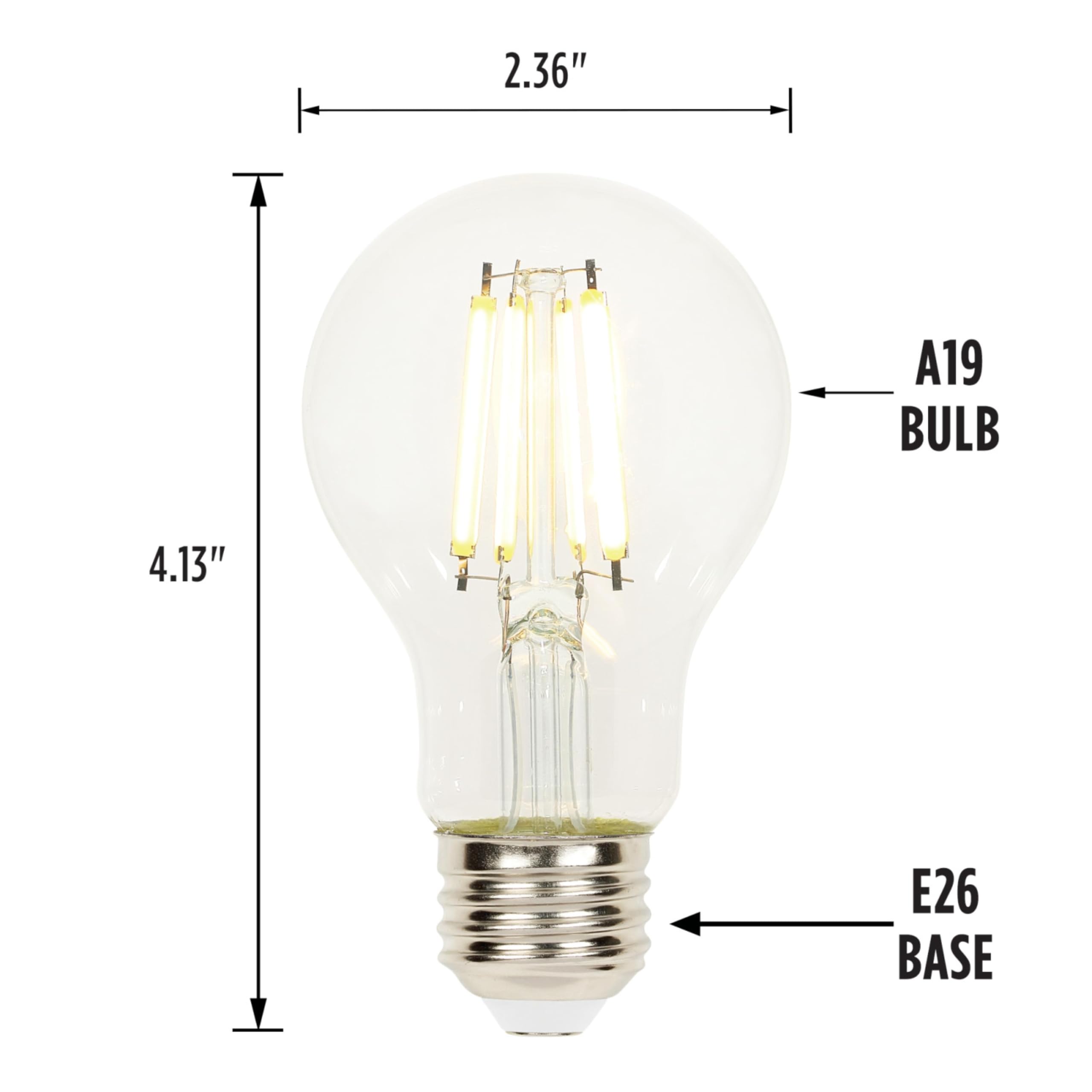 Westinghouse Lighting 5258000 6 5 Watt 60 Watt Equivalent A19 Dimmable Clear Filament LED Light Bulb Medium Base — view 3
