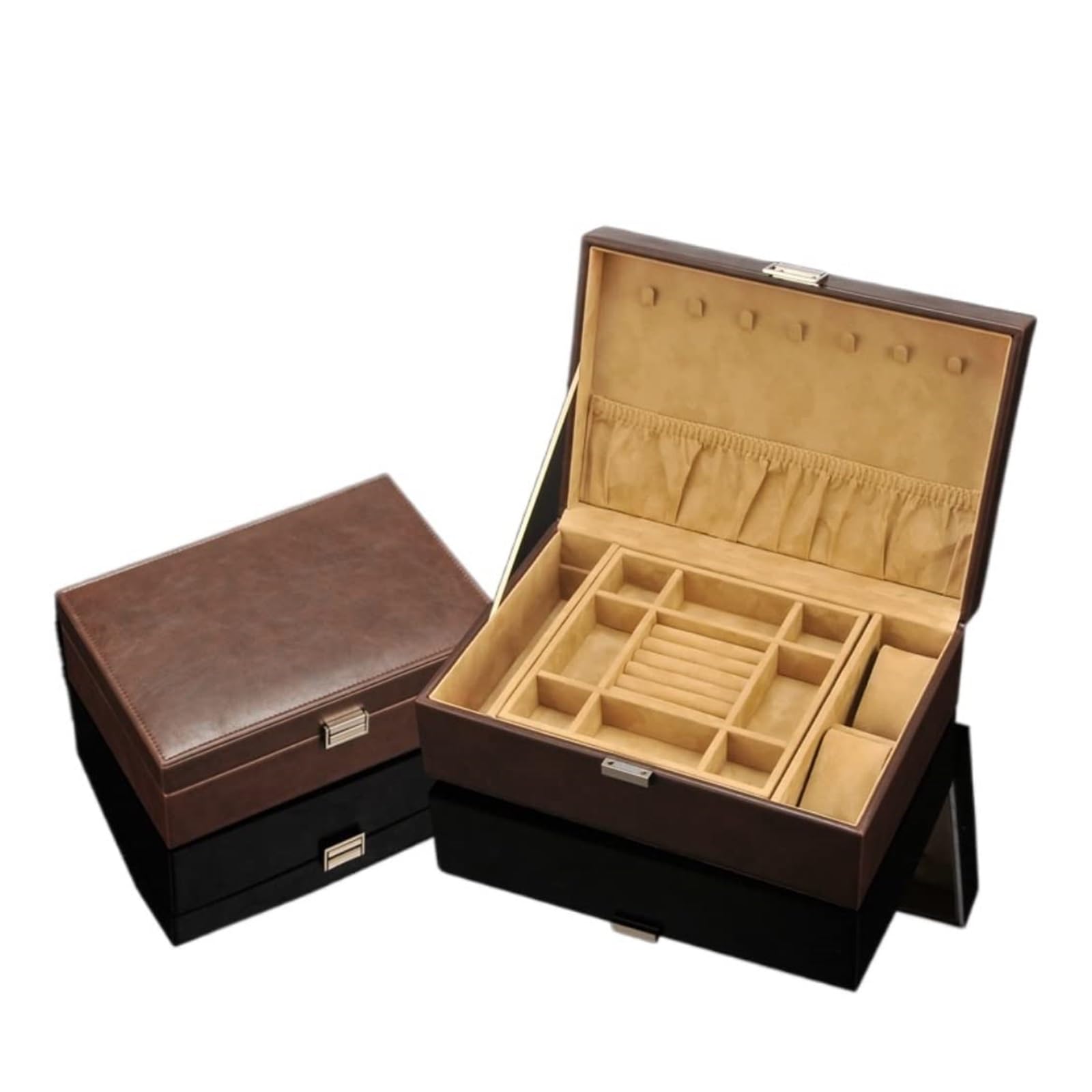 Joyeros de piel sintética para mujer, organizador de joyas, organizador de joyas, soporte para joyas y collares
