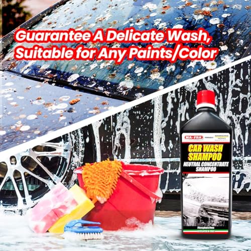 Image of MAFRA Neutral Car Wash Shampoo (1L) | High Foaming Concentrated Formula for Exterior Cleaning | Safe on All Paints & Coatings | Streak-Free Wash | Suitable for Car & Motorbike (1 L(Pack of 2))