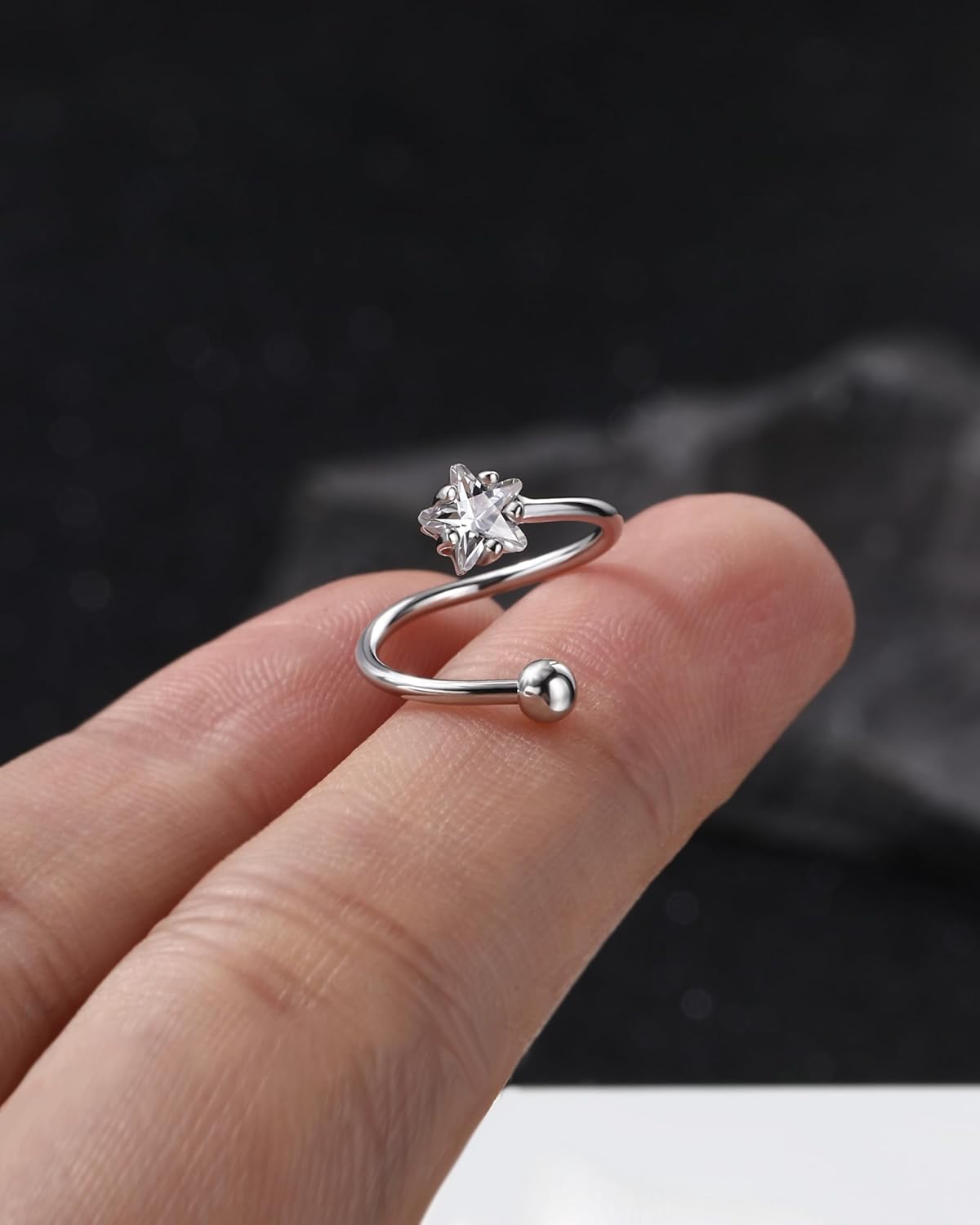 Jewseen 16g Twist Helix Earrings 925 Sterling Silver Star Helix Piercing Jewelry Cartilage Earrings Piercing Jewelry for Women - Image 5