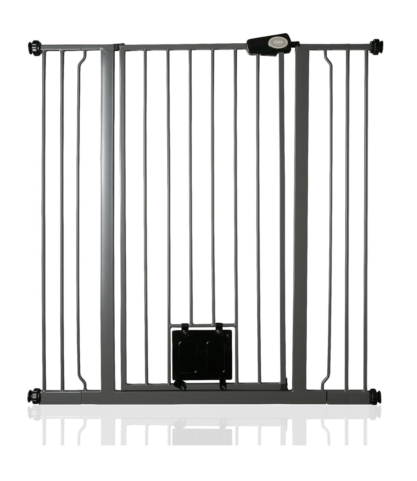 Bettacare Slate Grey Pet Gate With Lockable Cat Flap, 100.8Cm - 108.4Cm, 104Cm In Height, Extra Tall Dog Safety Barrier With Cat Flap, Easy Installation
