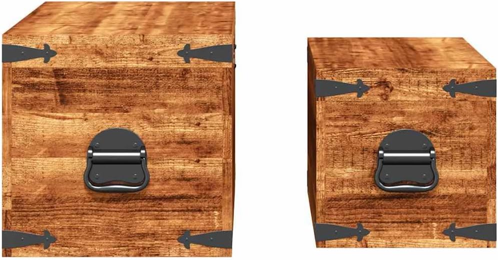 Rustic Storage Chest Set Rough Mango Wood Sturdy Storage Box with Lid Multiple Sizes Included for Living Room Bedroom Home Storage Furniture Organizer