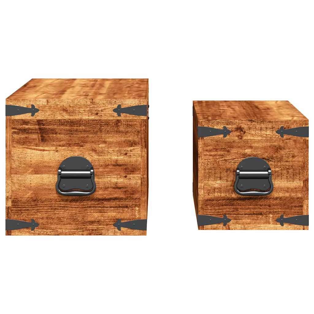 vidaXL Juego de cofres de almacenamiento 2 uds madera de mango rugosa