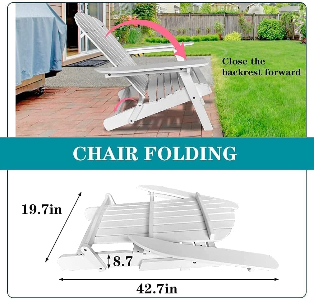 BSTOPHKL Outdoor Adirondack Chair,Set of 2 Folding Wooden Adirondack Lounger Chair,All-Weather Chair Fire Pit Chairs Seating Accent Furniture Wood Chairs for Patio Chair Lawn Chair - Natural : Patio, Lawn & Garden