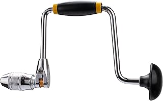 LikeLion Professional Carpenters Bit Brace Hand Crank Drill with 12-Inch Swing Arm,with 4 claws, Steel and Plastic Construction