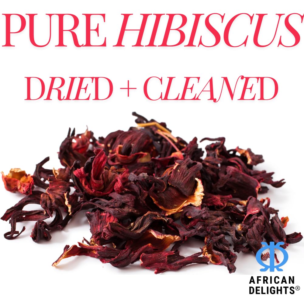 African Delights Hibiscus Tea 16oz – Organic Sorrel Leaves | Flor de Jamaica | Natural Herbal | Edible| Bulk Loose Tea for Brewing