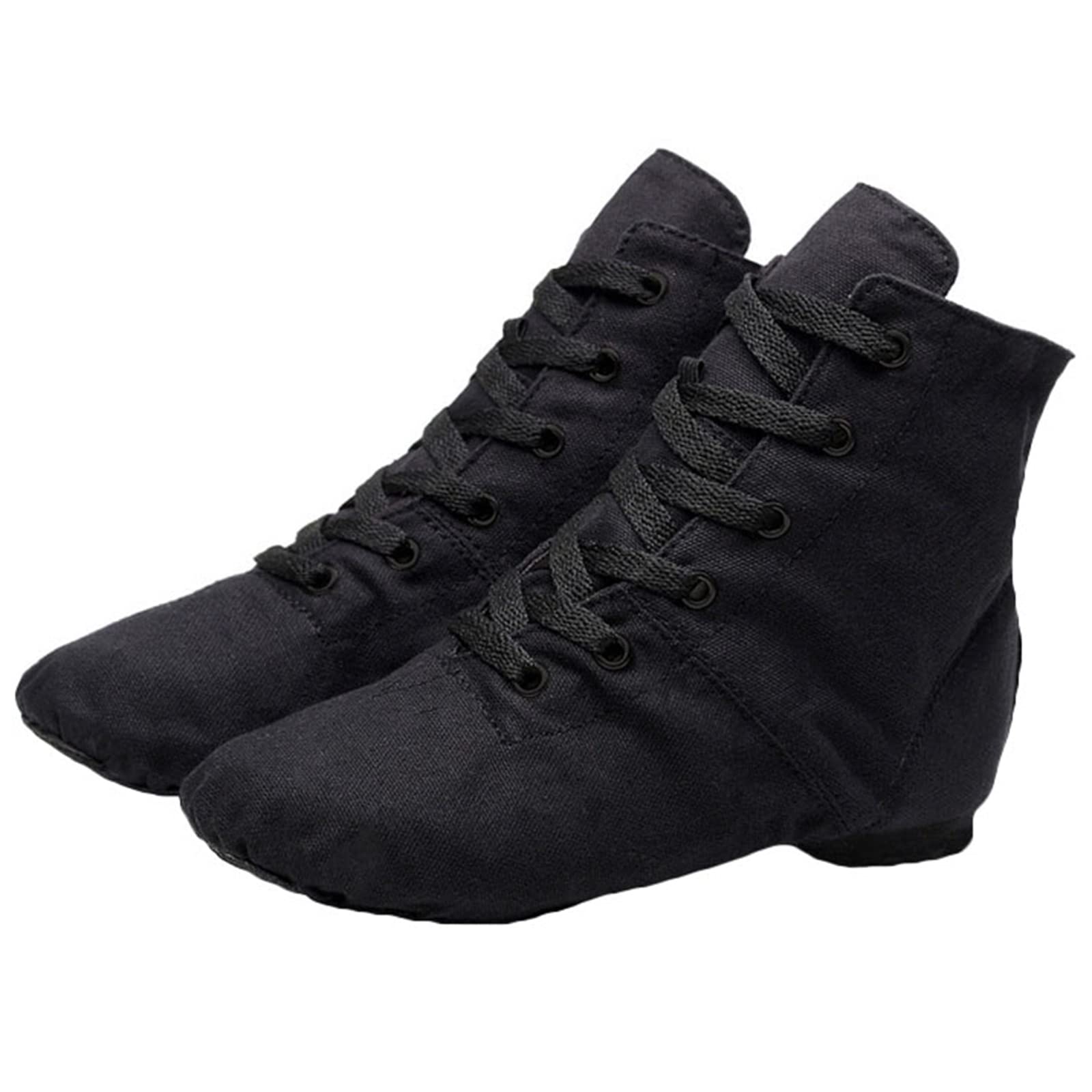 Toile Jazz Chaussures Ballet Yoga Danse Bottines Semelle Fendue À Lacets Respirant pour Enfant Adulte Femme