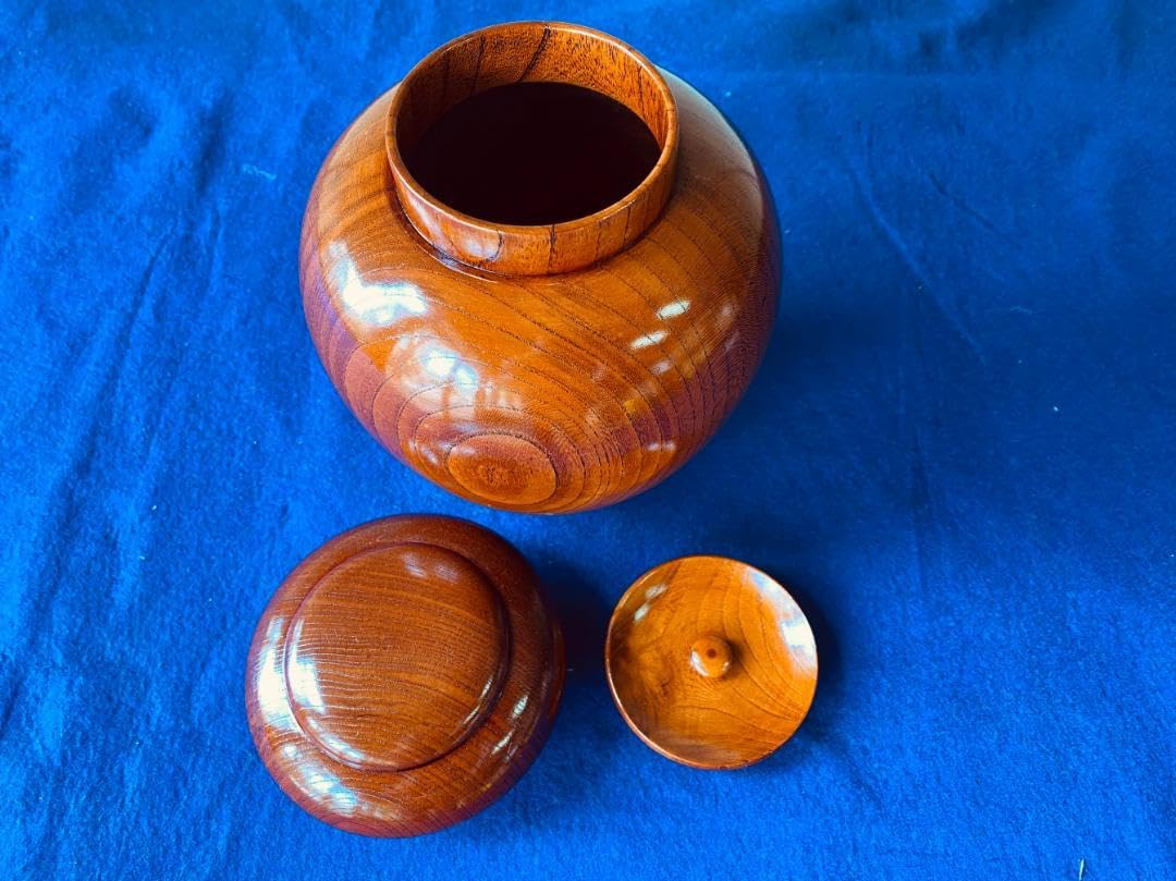 新品未使用] 伝統工芸品 欅(けやき) くりぬき 茶びつ 天然うるし仕上げ
