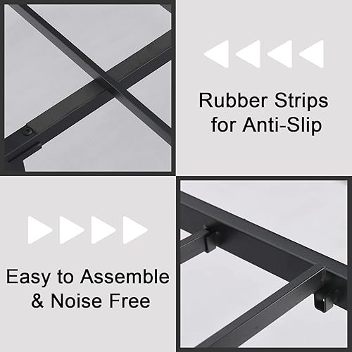 Miniatura 5 de Base de cama Queen, marco de cama tamaño Queen con cabecero, soporte de listones de acero fuerte, plataforma de metal resistente, almacenamiento