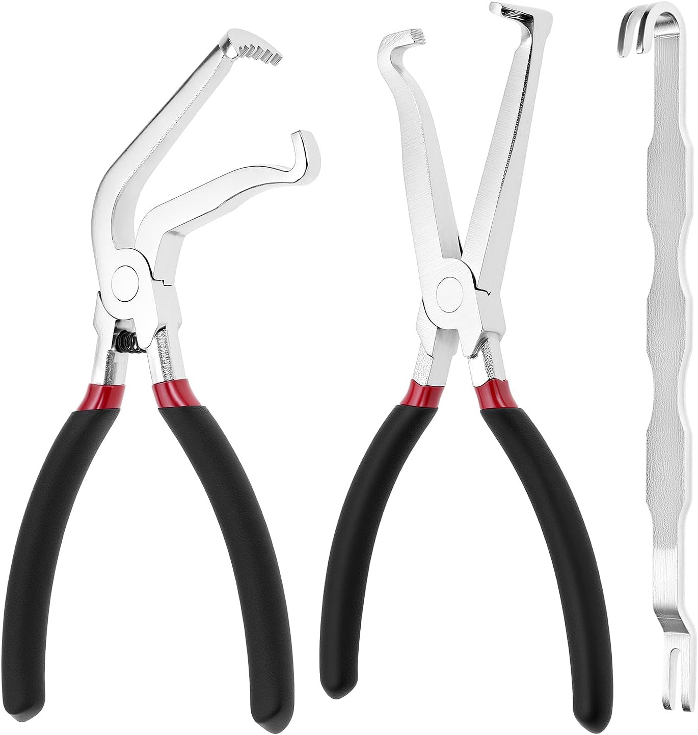 QWORK Electrical Disconnect Pliers Set with Electric Connector Separator, 60° & Straight Long Spark Plug Disassembly Pliers