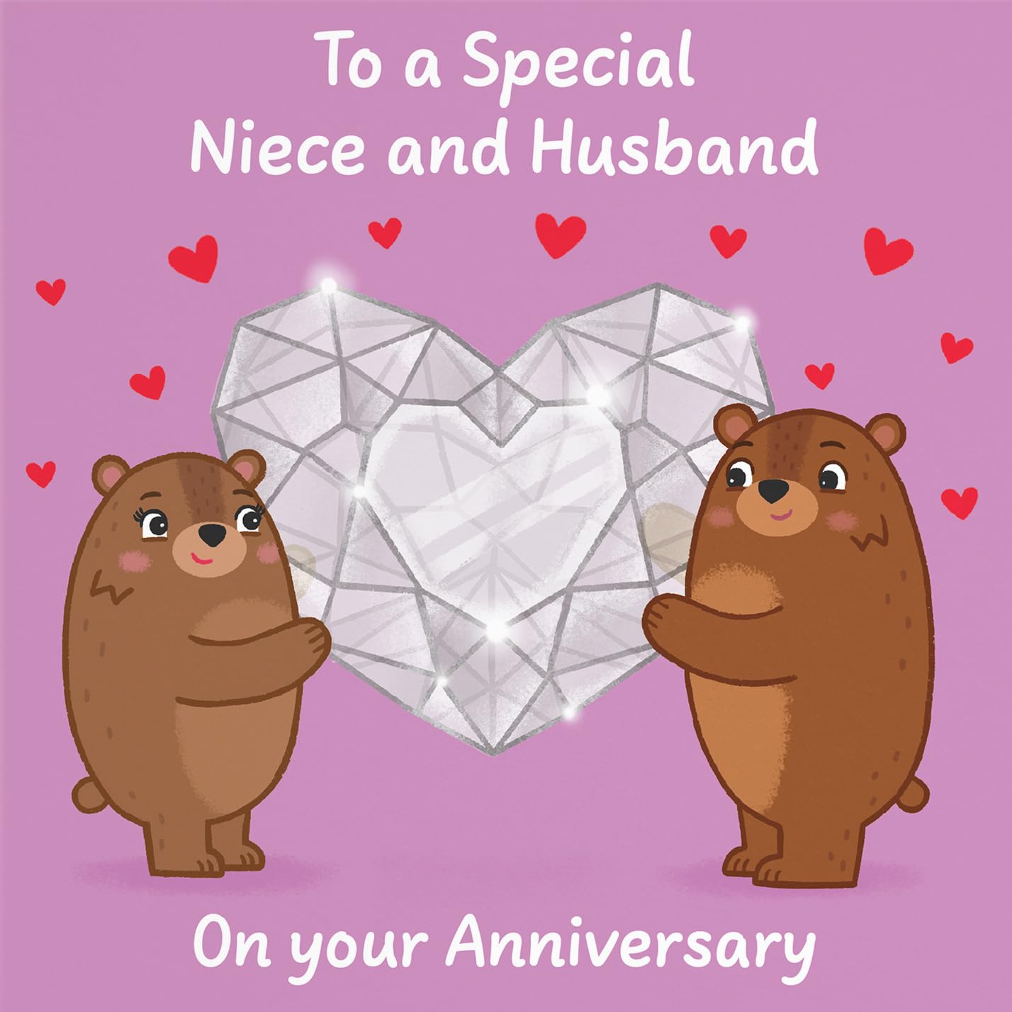 Hunts England - Cute Sparkling Love Niece And Husband Anniversary Card - Fun Bears Anniversary Card - Love Story Collection - Image 2