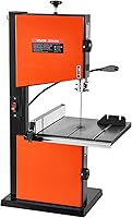 VEVOR 10-Inch Two-Speed Benchtop Band Saw, 1/2 HP Motor, 6" Cut Height, Cast Iron Table, LED Light, Fence & Miter Gauge for Precise Woodworking