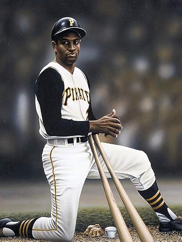 buyartforless Lienzo de Roberto Clemente on Deck por Darryl Vlasak 16 x 12 pulgadas, impresión sobre lienzo envuelto, recuerdos de béisbol leyenda