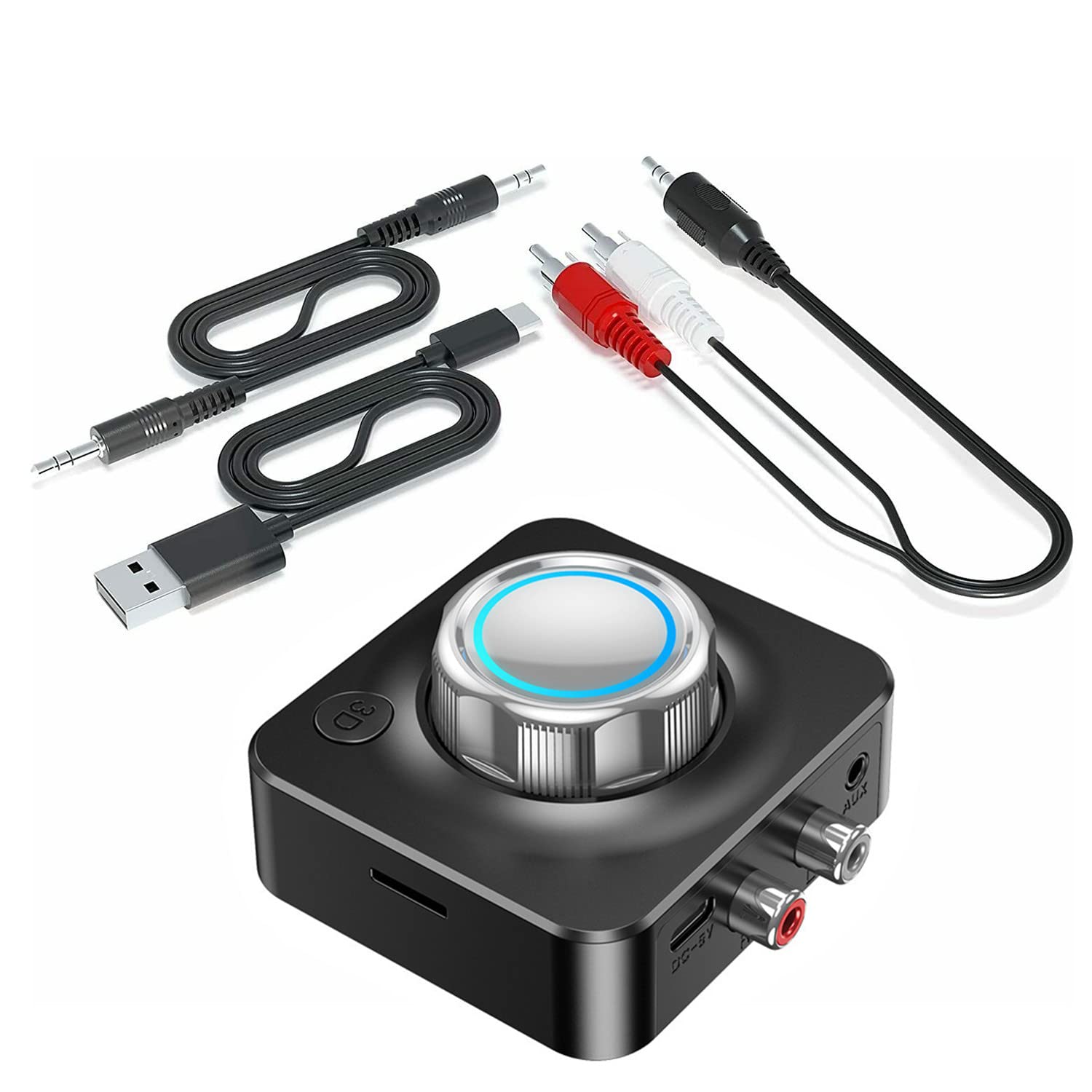 Récepteur Bluetooth USB 5.0 2,4 GHz sans fil 3,5 mm AUX vers adaptateur audio stéréo 2RCA
