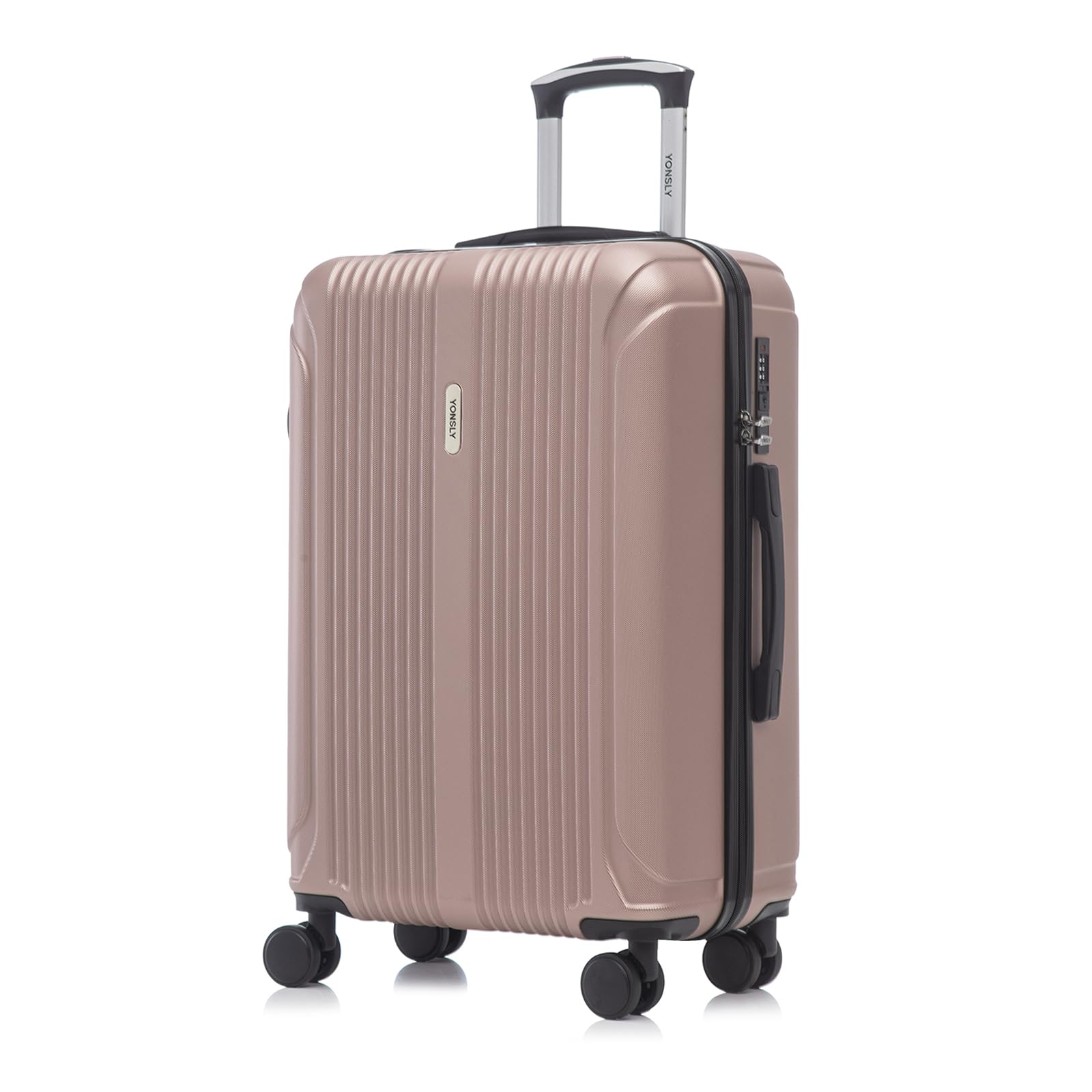 yonsly Koffer Suitcase, Trolley Reisekoffer, Rollkoffer Handgepäck mit 4 Rollen 360°, ABS Hartschalen, Sicherheitsschloss, Weicher Gummigriff, 210D-Futter