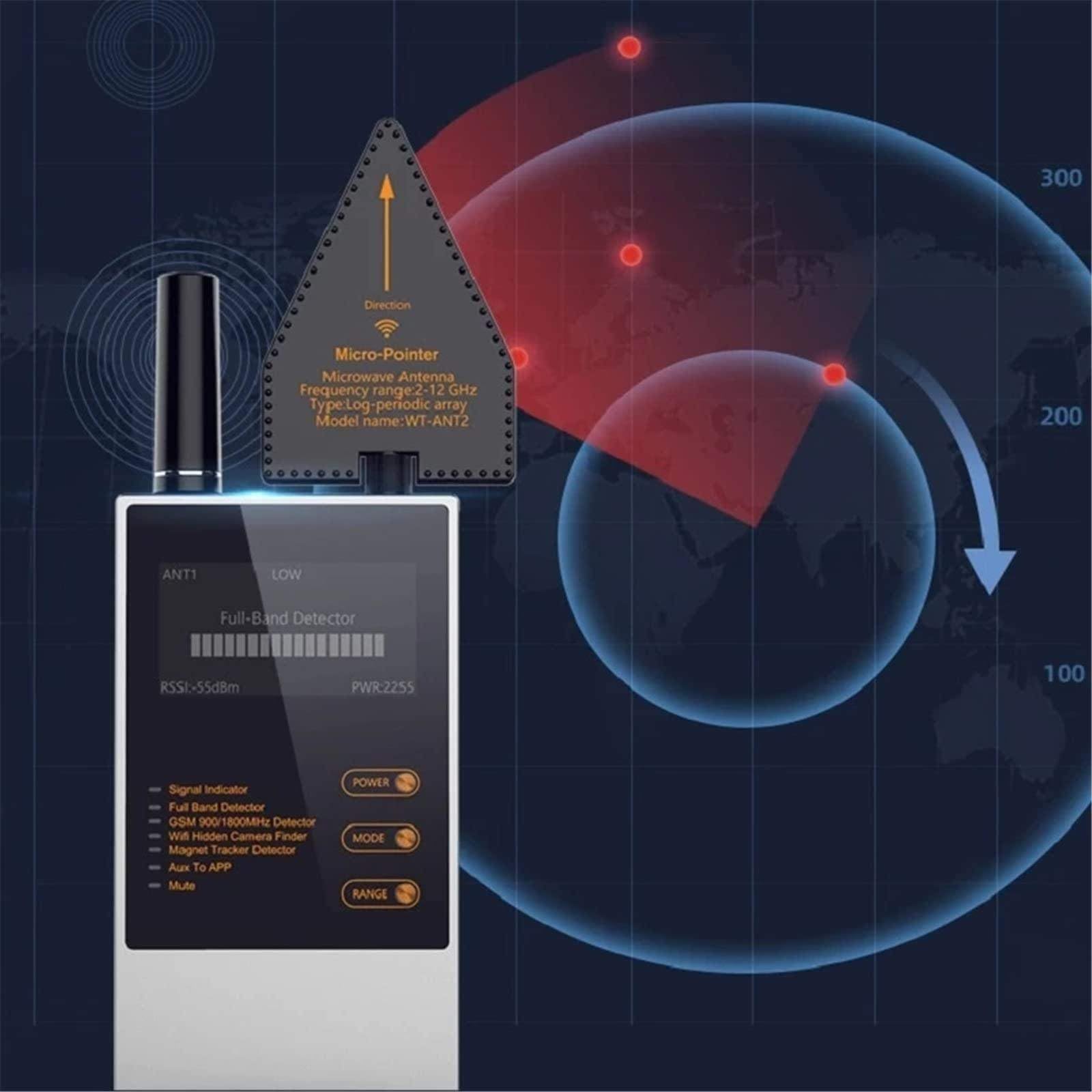 Billg Detector de bichos RF inalámbrico, Detector de bichos GPS Spy Finder Cámara Oculta láser para gsm Tracker Wiretap Radio Cámaras Bug Finder, Pantalla LED, Ultrafino, Fácil de Llevar