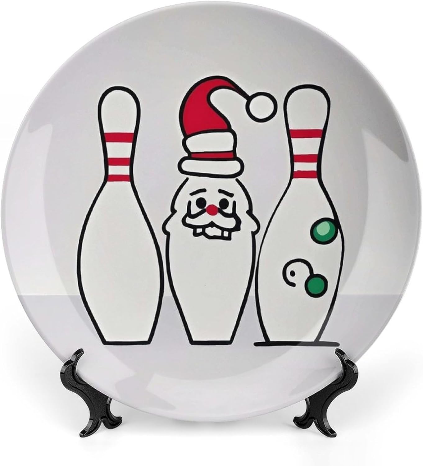 Abstract Santa Claus Printed Bone China Decorative Plate with Display Stand Ceramic Wall Decor Plates Porcelain Dishes Dinner Plates Art Crafts Ceramic Ornaments 10inch