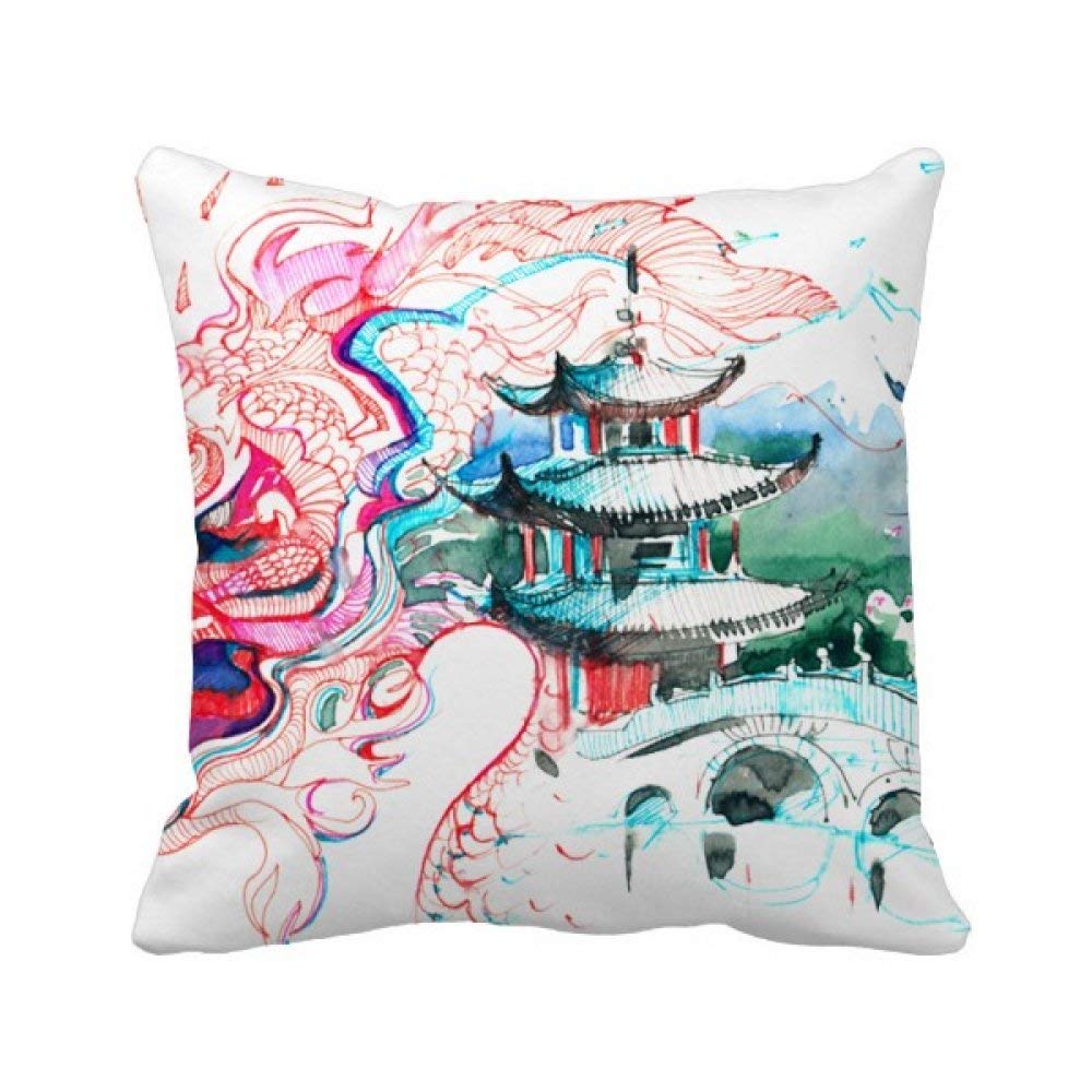 Coussin de dragon chinois 40x40cm pour décoration salon asiatique