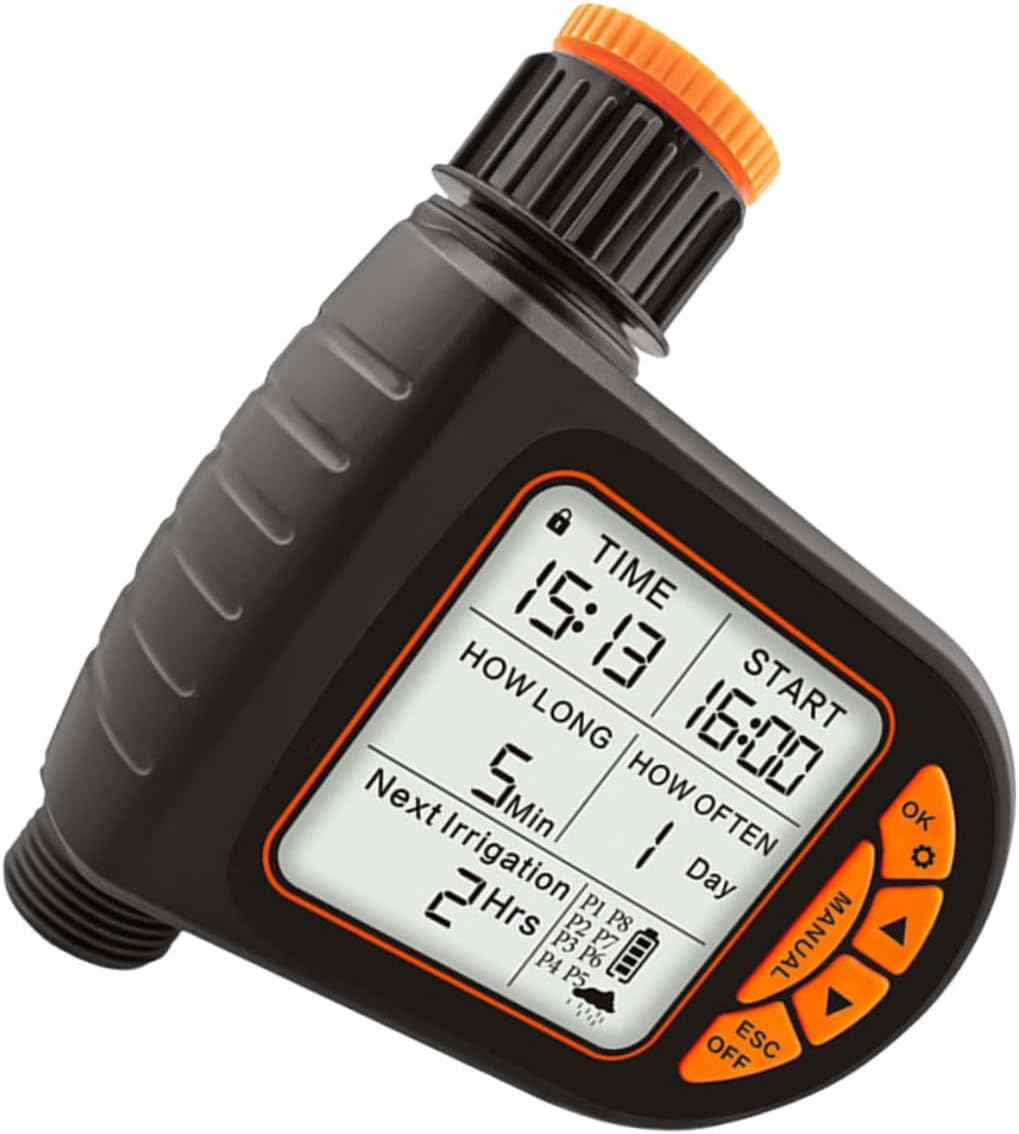 Intelligent Outdoor Irrigation Watering Timer Sprinkler Controller for Garden Balcony Lawn Automatic Watering System with Programmable Scheduling Weather-Resistant Design Battery