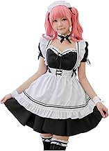 riou Costume da Cameriera Francese,Vestito da Cameriera Adult Anime Cosplay French Vestito Grembiule Maid Outfit per Festa Halloween Carnevale Natale Compleanno Spettacolo Teatrale - Nero