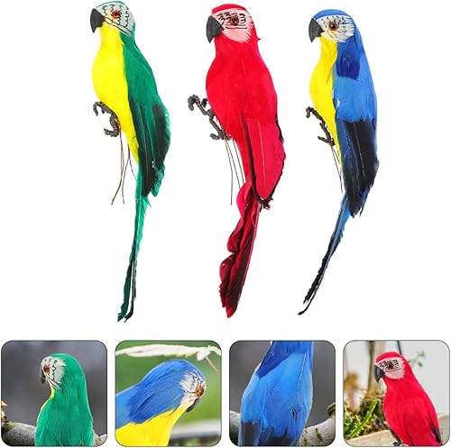 Miniatura 7 de HAPINARY 3 piezas de figuras tropicales para decoración de pájaros arte de loro artificial decoración de guacamayos artificiales escultura de